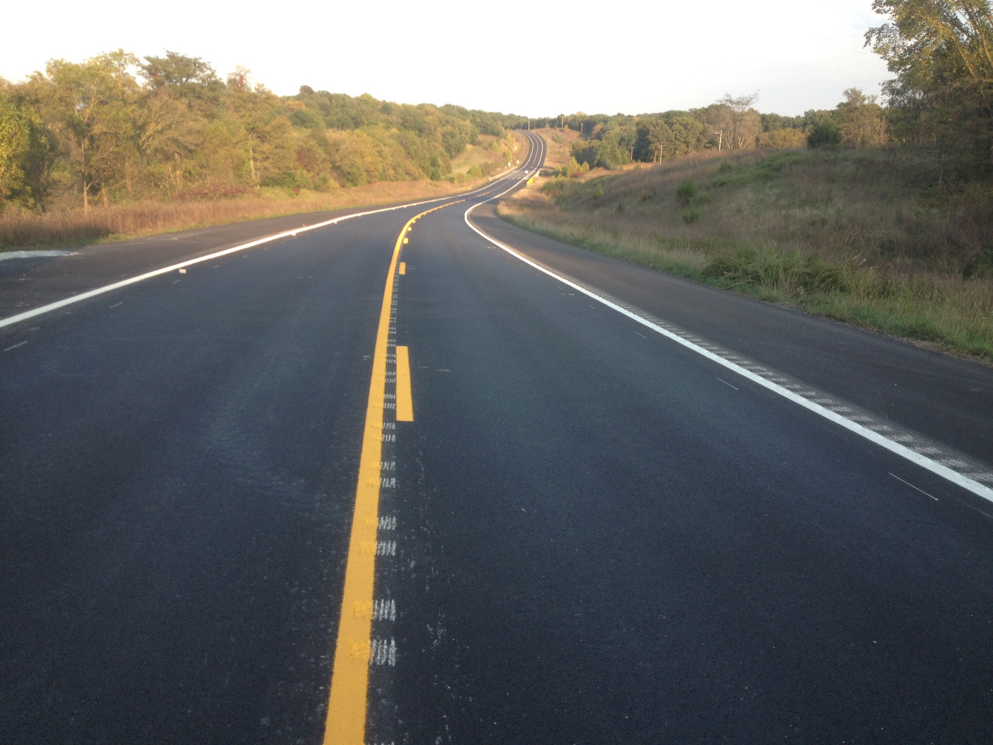 Finished roadwork picture of Highway 24 in Mid-Missouri.